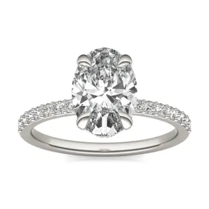 Oval Custom Hidden Halo 1/2 Eternity Engagement Ring Setting image, 